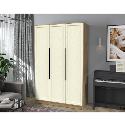 Шкаф распашной Тренд КТ-Ш3 (Дуб золотой ЛДСП/ Дуб снежный ЛМДФ) Ш1360 В2128 Г547